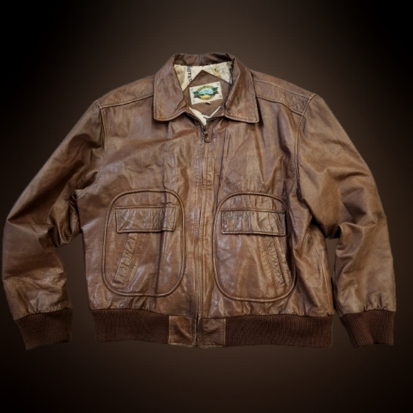 Rock Creek Other - Rock Creek Brown Vintage Leather Bomber Handsomely, naturally distressed. XL
